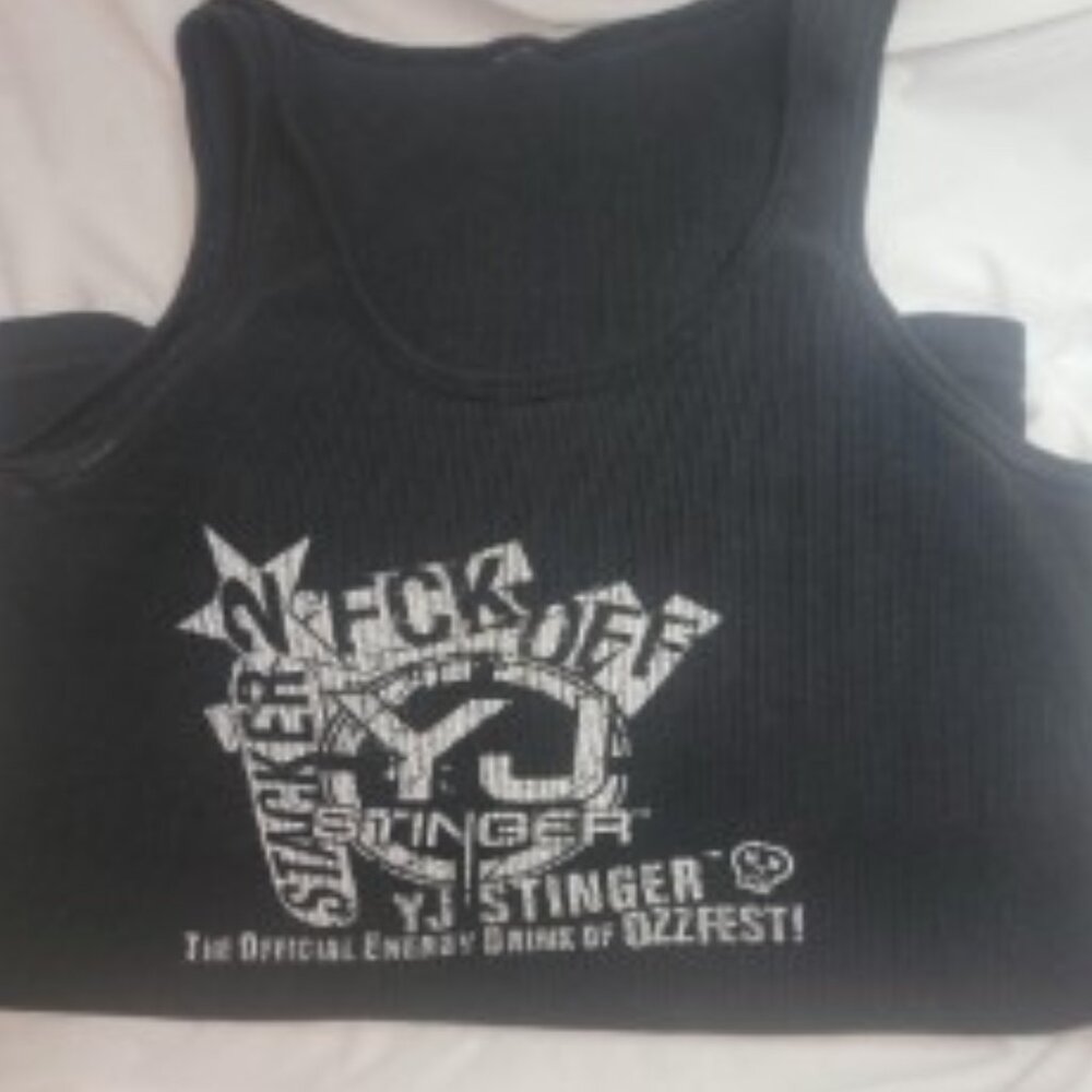 Vintage Ozzfest Stacker 2 Ribbed Tank Top Black Y2K Metal Festival Shirt